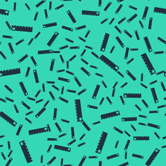 Black Ruler icon isolated seamless pattern on green background. Straightedge symbol. Vector