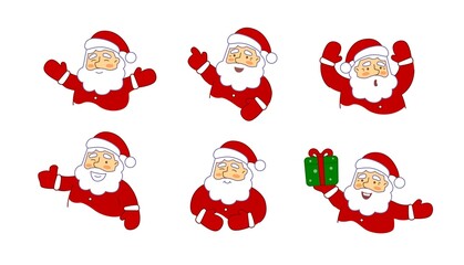 santa icon set, elements with character for advertising. new year, christmas discounts gifts