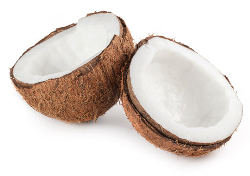 Coconut with half isolated on white background