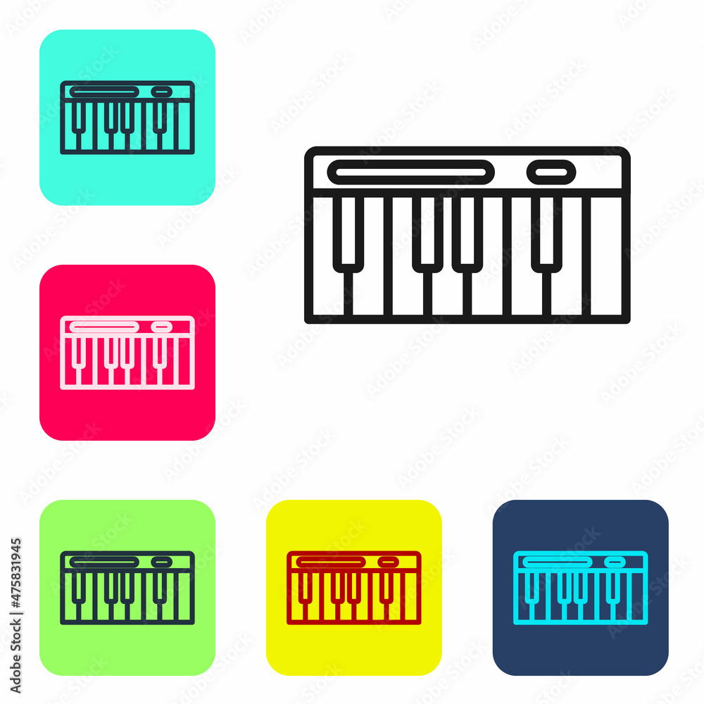 Canvas Prints black line music synthesizer icon isolated on white background. electronic piano. set icons in color