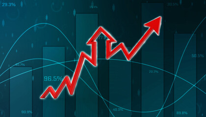 3d rendering business graph and documents. Stock market chart. Business graph background, Financial Background	