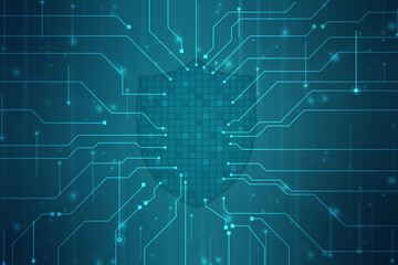Protect and Security concept. Digital Shield on abstract technology background, Cyber security and information or network protection. Future technology web services for business and internet project