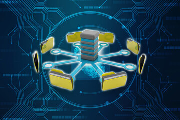 3d illustration of Data sharing concept