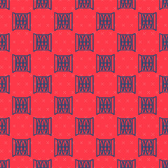 Blue line Cigar icon isolated seamless pattern on red background. Vector