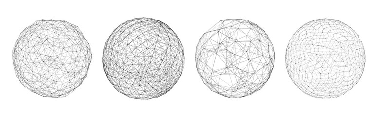 Vector futuristic sphere of particles and lines. Network connection big data. Abstract technology background.