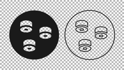 Black Sushi icon isolated on transparent background. Traditional Japanese food. Vector
