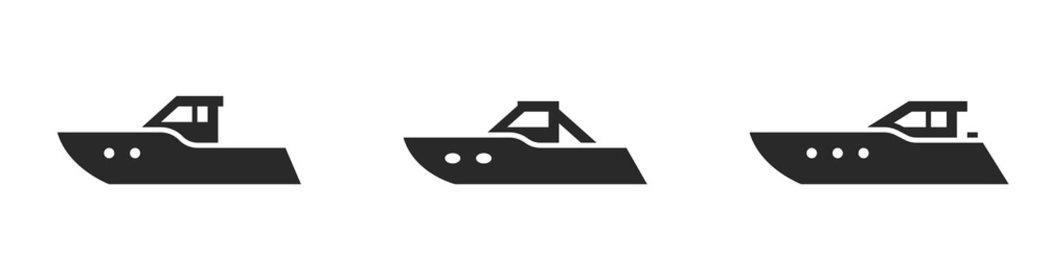 powerboat icon set. water transport for travel and rest