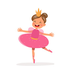 Vector girl pink dress princess costume magic wand