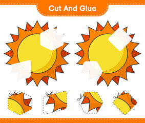 Cut and glue, cut parts of Sun and glue them. Educational children game, printable worksheet, vector illustration