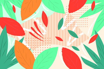 Bright vegetable background. Leaves of trees, plants. Abstract background