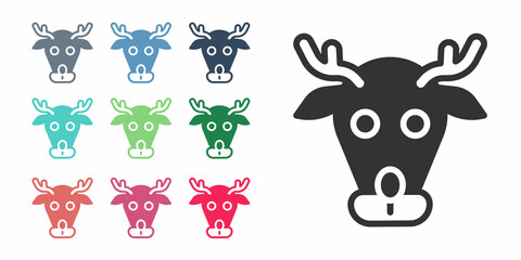 Obraz premium Black Reindeer icon isolated on white background. Merry Christmas and Happy New Year. Set icons colorful. Vector