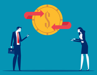 Abstract financial exchange process. Cash back commerce system concept