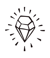 The diamond is hand-drawn. Graphic vector illustration.