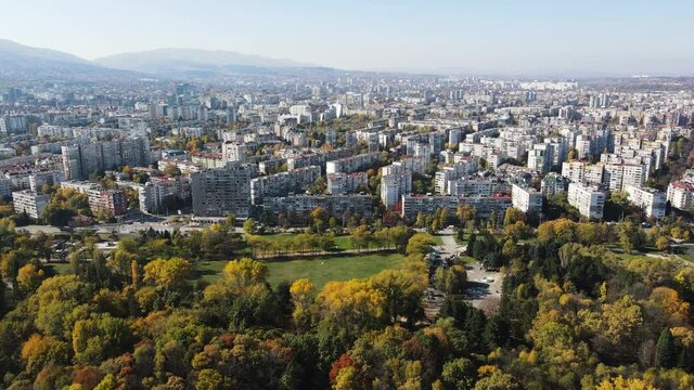 Amazing Aerial Autumn view of South Park in city of Sofia, Bulgaria