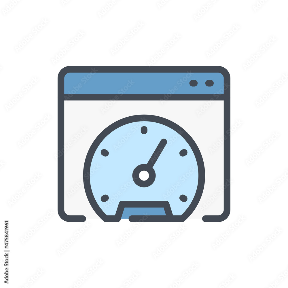 Aufkleber website performance color line icon. web page with dashboard vector outline colorful sign.
