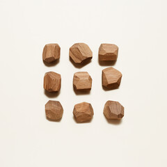 Tumi ishi japanese desktop game meditation, pattern from eco-friendly wooden polygonal stones for building tower