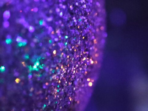 Very Peri background, Christmas ball color Very Peri, glitter background color Very Peri, color trend 2022, selective focus, macro fhoto