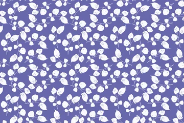 Crédence de cuisine en verre imprimé Very peri Very Peri - Couleur à la mode de l& 39 année. Modèle sans couture botanique de couleur violet tendance 2022.