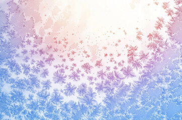 Frozen glass. Abstract winter ice pattern on frozen window.