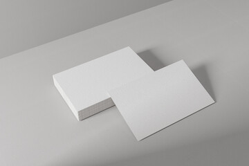 3D Illustration. Two blank business cards mockup. Template design for branding identity. Business concept.