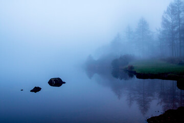 Misterious foggy lake