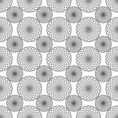 Geometric seamless pattern with decorative circular patterns of black lines Isolated on white background. Vector illustration