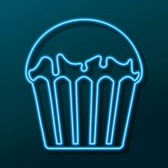 cupcake neon sign, modern glowing banner design, colorful trend of modern design. Vector illustration.