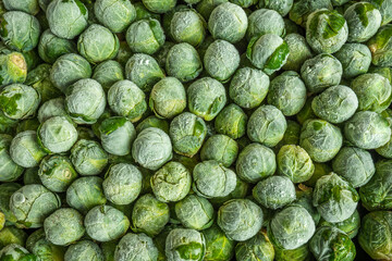 frozen brussels sprouts background closeup