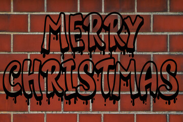 Merry Chirstmas graffiti on wall