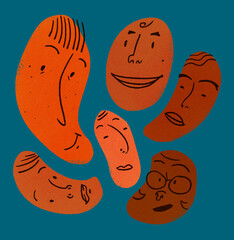 Set of multiple diverse shaped faces