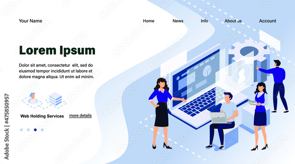 Poster modern flat design isometric concept of web development for website and mobile website. landing page