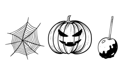 Trick or treat halloween illustration vector set