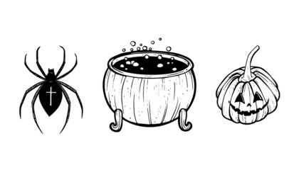 Trick or treat halloween illustration vector set