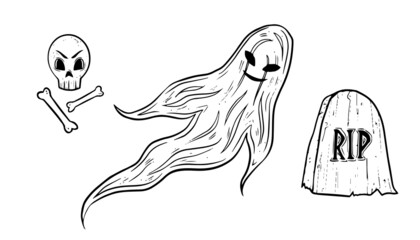 Trick or treat halloween illustration vector set