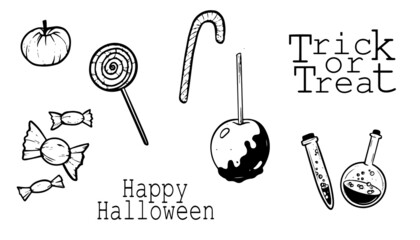 Trick or treat halloween illustration vector set