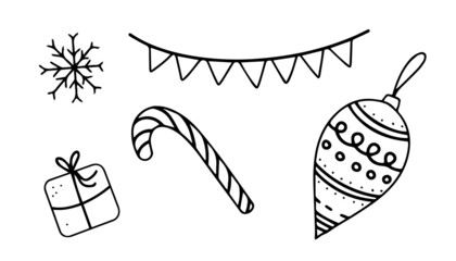 Christmas illustration vector icon set