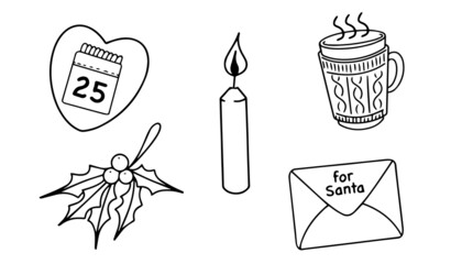 Christmas illustration vector icon set