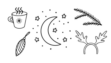 Christmas illustration vector icon set