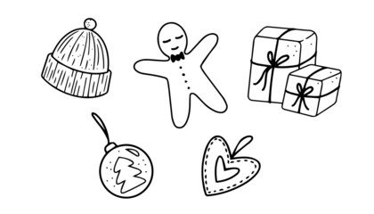 Christmas illustration vector icon set