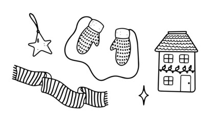 Christmas illustration vector icon set