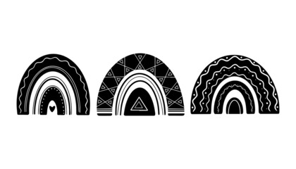 black and white boho rainbow vector