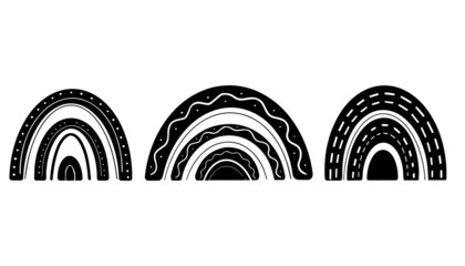 black and white boho rainbow vector
