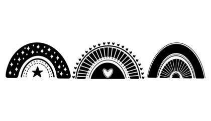 black and white boho rainbow vector
