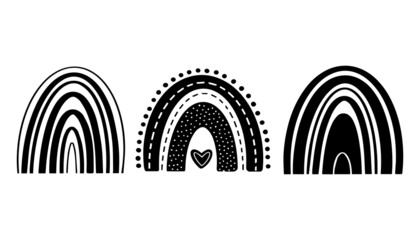 black and white boho rainbow vector