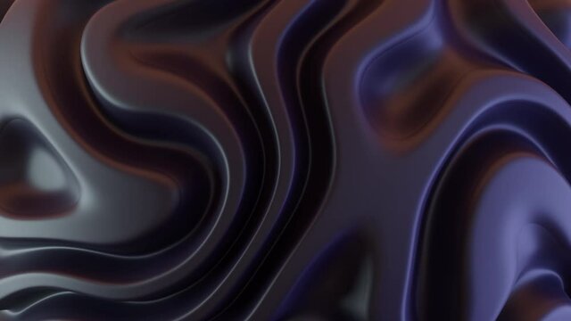 Morphing fluid 4K seamless loop animation. Amorphous black shell abstract background