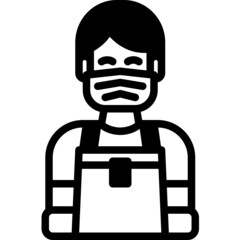 delivery man solid line icon