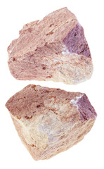 set of calcareous sandstone stones cutout on white