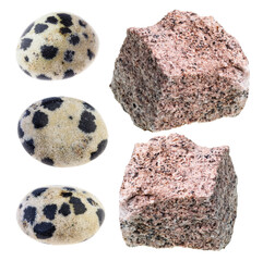 set of various aplite stones cutout on white