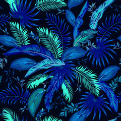 Seamless tropical motif with leaves © Maria