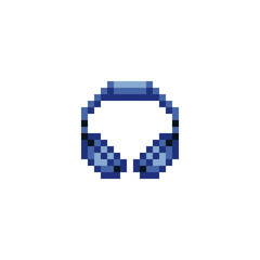 Obraz premium Headphones pixel art style icon element design for logo mobile app, web, sчticker. Isolated retro vintage 80s abstract vector illustration. Video game sprite. 